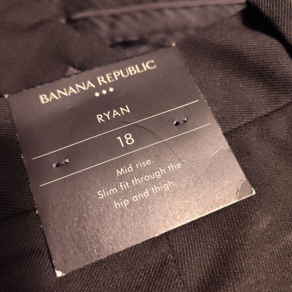 Banana Republic Black Ryan Fit Straight Leg Stretch Twill Pants Size 18 Office - Picture 8 of 12